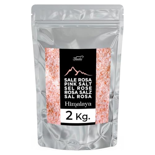 Sal Rosa del Himalaya Molida Bembo 2 Kg – Sal Natural Gourmet, Baja en Sodio, Rica en Oligoelementos, Sin Conservantes, Colorantes ni Antiaglomerantes, Ideal para Cocina y Condimentos