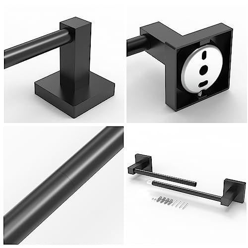 Ruacq 81801 Matte Black 16 Inch Single Towel Bar Square Bath Towel Holders Bathroom Towel Rack Sus304 Stainless Steel Modern Wall Mounted thumb #4