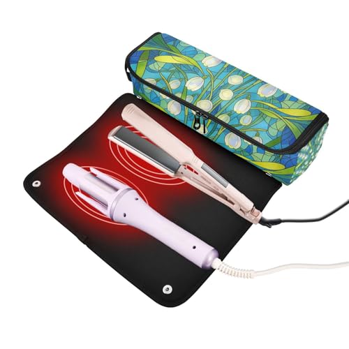 Estuche de viaje 2 en 1 para planchas de pelo y rizadores con almohadilla resistente al calor grande para planchas, rizadores y secadores miniatura 2