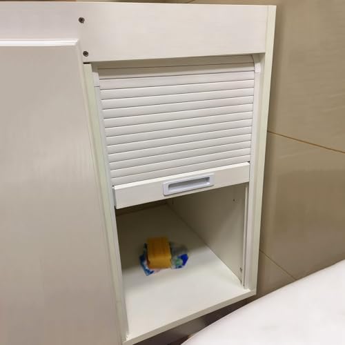 Dailify Puerta Acordeón Puerta de Persiana de Plástico Blanco con Tirador, Kit de Herrajes para Puertas Enrollables para Armarios, Puerta Corrediza Plegable para Cocina(22x34 (55.9x86.4cm))