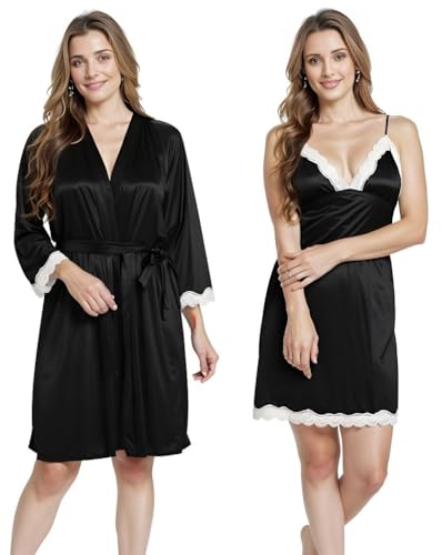 Image of PNAEONG Satin Short Wedding Nighty for Women Bridal