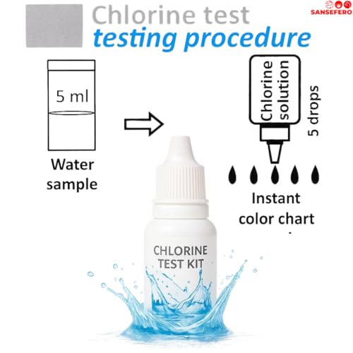 Image of SANSEFERO Aquatic Remedies Chlorine Test Kit With Multi-Purpose Reliable Water Safety Testing For Tap Water, Aquarium Water, Drinking Water, Pools & Industrial Use 50 Tests (12.5 Ml)