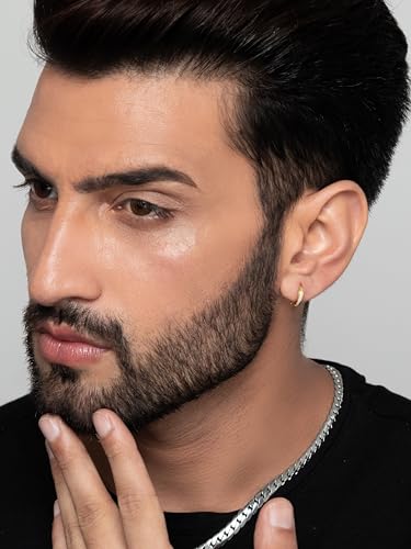 Image of ORIONZ Hoop Earrings for Men & Boys (1 Piece) - 925 Sterling Silver - Gift for Birthday Anniversary - 18k Gold Plated Jewellery - Men Fashion