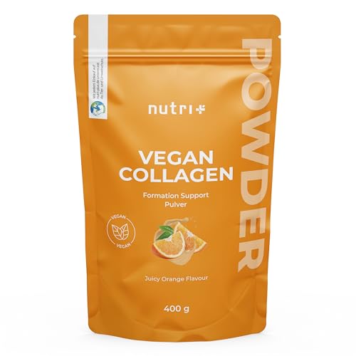 Nutri + Vegan Collagen Formation Support - Pulver zur Unterstützung der Kollagenbildung bzw. Kollagen Peptiden - mit Hyaluronsäure - 400 g Orange