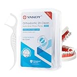 YANDY Orthodontic Flossing Sticks for Braces, Twin-Line Dental Floss Picks, Unflavoured, 50 Count