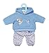 Zapf Creation 871331 Dolly Moda Sport-Outfit Blau 36 cm - Puppenoutfit mit blauem Kapuzenpullover und grauer Hose