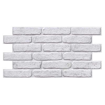 Commomy Faux Brick 3D Wall Panels - 12 pcs of 22.8" x 11.8" Thin UrltraLight PVC Peel and Stick Tile Whitewash Brick Printable for Kitchen,Bedroom, Living Room,TV Background?Covers 22.48 sq.ft?
