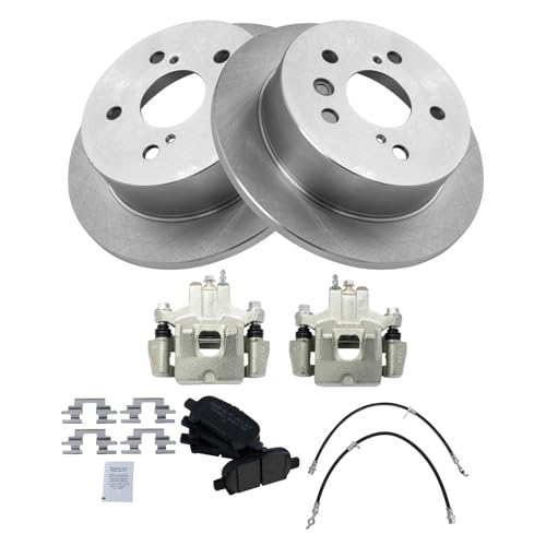 Image of TRQ Rear Brake Pad and Rotor Set Ceramic Calipers Compatible with 2006-2007 Toyota Avalon 2006-2008 Solara