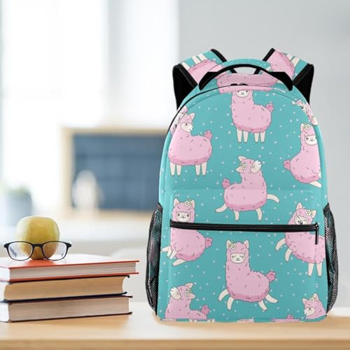 Sac à dos d'école grand format rose clair avec compartiment ordinateur portable