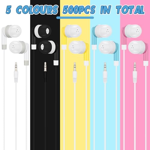 Image of Kigeli 500 Packs Wired Earbuds Bulk, Colorful