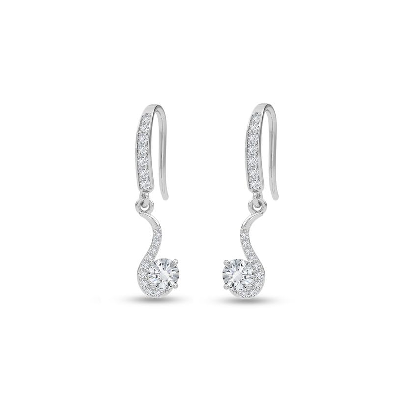Image of CLARA 925 Sterling Silver Drop Earrings | Platinum Plated | Daily Wear |Gift for Women and Girls
