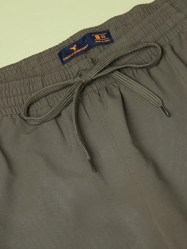 Image of TECHNOSPORT Men Mid Rise Regular Fit Solid Stretchable Joggers, Techno Dry for Regular Use and Sports