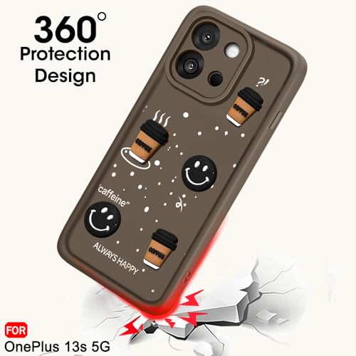 Image of TheGiftKart Back Cover Case for OnePlus 13s 5G | Cute Fun Cartoon 3D Smiley Coffee Case | Full Camera Protection | Shockproof Back Cover Case for OnePlus 13s 5G (Silicone, Brown)