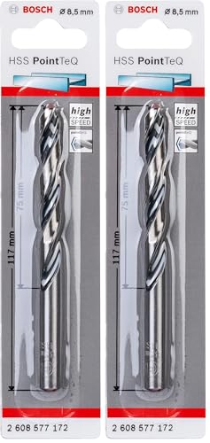 Image of Bosch Professional PointTeQ HSS Twist Drill Bit (for metal, 8.5 x 75 x 117 mm, accessories for drill driver) (Pack of 2)