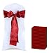 Mds Set of 25 satin chair sashes bow for wedding and Events Supplies Party Decoration chair cover sash -Apple Red