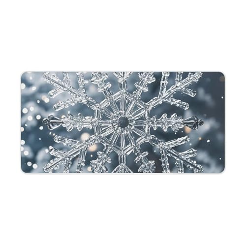 Tapis de souris grand format flocon de neige transparent antidérapant pour bureau 30x61 cm
