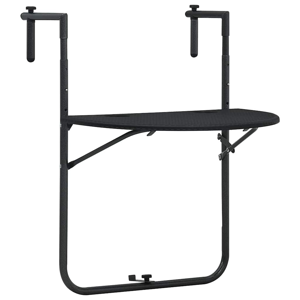 vidaXL Hanging Balcony Table Outdoor Floating Coffee Table Plant Stand Black 60x64x83.5cm Plastic Rattan Look โ image 1