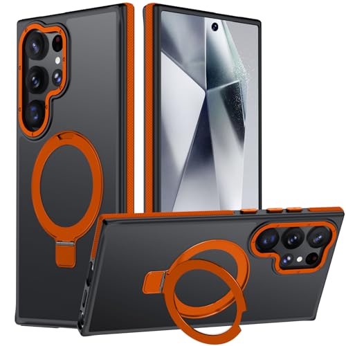 Mondelete for Samsung Galaxy S24 Ultra Case with Magnetic Ring Stand,Orange