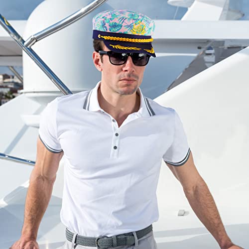 Galpada Sailor Hat Yacht Captain Hatadjustable Party Hats Nautical Party Hat With Uv Protection Glasses Eyewear Pink #TOP5