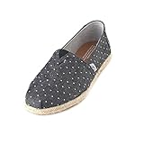 TOMS Women's Classics Dot Chambray Espadrille Pumps US8 Black