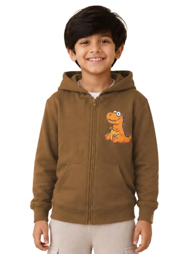 Image of Unisex Kids Solid Full Sleeve Zip Front Open Hooded Sweatshirt
