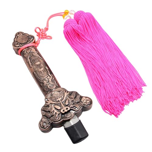 haoyunjianjiak 太極拳 太極剣 剣 健身剣 古武術 伸縮式 演劇用 運動 穂付き 入門 初心者 演舞 コンパクト 軽量 ショートスタイル 練習 演武用 (ブロンズABSヘビーモデル + ローズレッドの氷絹剣タッセル)