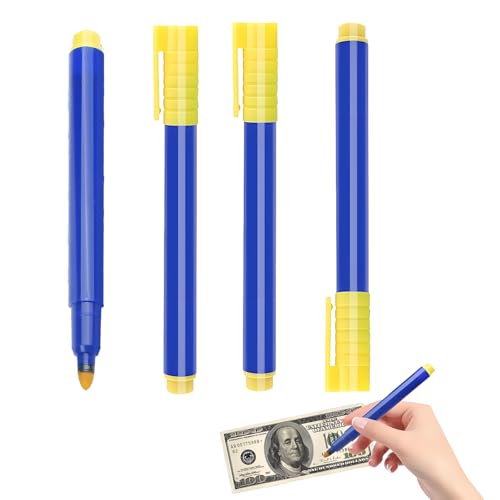 4 Stück Geldscheinsprüfer Stift, Geldscheinprüfer, Prüfstift Falschgeld, Geldprüfstift, Falschgeld Prüfstift, Geldscheinprüfer Stift, Falschgeld Stift für Echtheitsprüfung Verschiedener Banknoten
