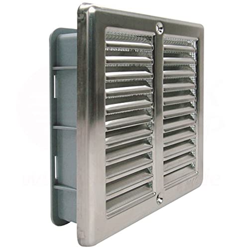 Die Ventilation GIN206 Lüftungsgitter Aus Edelstahl (Inox430) – Eckig, 200 X 60 Mm, Mit Insektennetz, Für Wand- Oder Deckenmontage