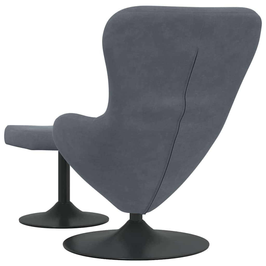Fauteuil oeuf avec repose-pieds en velours gris foncé, fauteuil de salon pivotant avec accoudoir rembourré, chaise de relaxation ergonomique pour salon et chambre à coucher, design scandinave