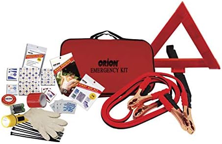Orion Roadside Car Emergency Safety Kit – Includes First Aid Products, Emergency Lighting, Signaling, Survival Products & Personal Accessories – From Jumper Cables to Emergency Blankets – 46 Piece Set