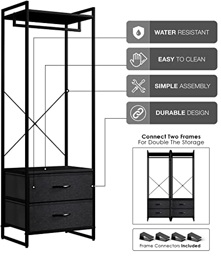 Sorbus Clothing Rack With Drawers - Clothes Stand Dresser - Wood Top, Steel Frame, & Fabric Drawers - Tall Closet Storage Organizer - Stand Alone Garment Rack For Hanging Shirts, Dresses, & Jackets #TOP5