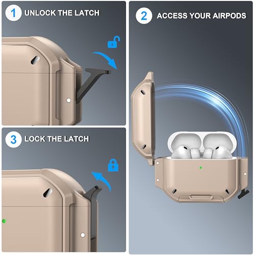 Image of RFUNGUANGO IP68 Waterproof AirPods Pro 3 Case with Lock, Khaki