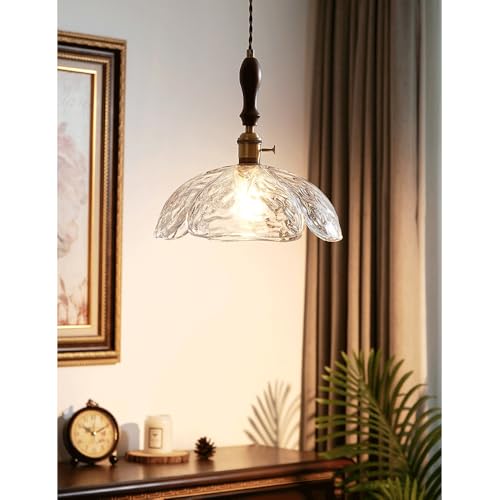 Lustre décoratif E27 avec abat-jour en verre ciselé