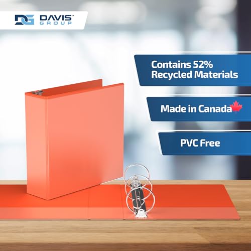 Image of Easyview 3-Ring Binder, Clear-View Cover, 3 inch Round Rings, Orange, 6 Pack | Heavy-duty binder, fits 8.5 inch x 11 inch paper, customizable cover, made in Canada, ideal for school or office use
