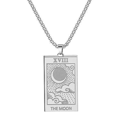 Collier pour homme classique pendentif tarot lune le cadeau idéal pour un ami