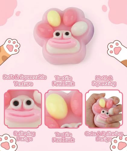 Image of 3PCS Taba Squishy Cat Paw, Taba Squishy, Sensory Fidget Pinch Family for Kids Cat Paw Squeeze Cute Beautiful Cat Paw (Big Mouth)