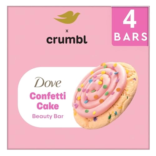 Dove x Crumbl Limited Edition Confetti Cake Beauty Bar Soap Warm Sugar Cookie Scent 4 Bars