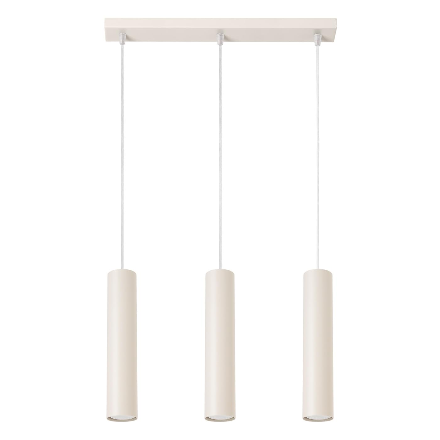 SOLLUX lighting Lampada Da Soffitto Lampada Da Sospensione Di Acciaio 3 Paralumi 45 x 6 x 98 cm Beige Lagos