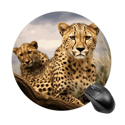 Tapis de souris rond motif léopard avec base en caoutchouc antidérapant pour bureau - Imperméable - Joli tapis de souris amusant pour ordinateur portable - Pour ordinateur portable, bureau, maison et
