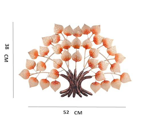 Image of Artemade Iron Decorative Wall Hanging Paan Orenge Leaf Tree Art Sculpture Wall Mounted Home Decor Wall Arts For Living Room Bed Room (50 X 31 Cm, Pack Of 1)
