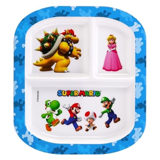 Zawadi Global Super Mario - Plato de cena reutilizable de 3 secciones para niños pequeños | Ya disponible en tu tienda friki favorita! En mundofriki.es!
