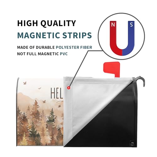 Image of Hello Fall Mailbox Covers Magnetic Large Size 25.5 x 21 Inch Fall Trees Mailbox Wraps Autumn Harvest Letterbox Mailbox Post Cover Seasonal Decor for Home Garden Yard Outdoor Outside