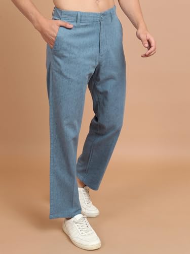 Image of Highlander Men's Ankle-Length Straight Fit Trousers | Modern Style & Comfort | Perfect for Casual & Formal Wear | Trouser for Men | Men Trousers | Trousers for Man | Pants for Man