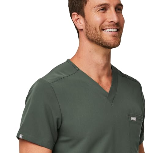 Image of FIGS Leon Scrub Top for Men - 3 Pockets, Tailored Fit, Modern V-Neck, 4-Way Stretch, Moisture-Wicking