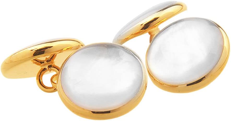 カフスボタン、男性用カフスボタンDouble Head Pearl White Shell French Enamel Shell