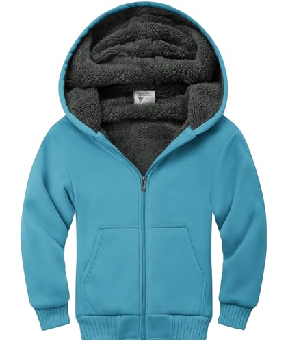 Image of GEEK LIGHTING Boys Sherpa Lined Hoodie Kids Fleece Sweatshirt Full Zip Hooded Jacket