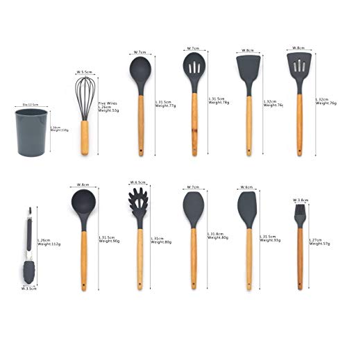 Conjunto de utensílios de cozinha de silicone de 11 peças - utensílios de cozinha com suporte - uten