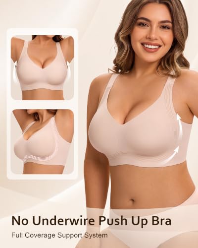 Womens Seamless Bras Wireless Pushup Gel Support Tshirt Bras No Underwire - Image 3