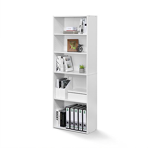 Image of FURINNO Wright 5-Shelf Bookcase, Soft White