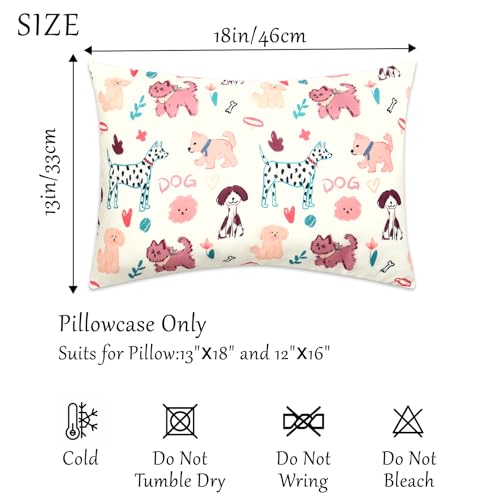 Image of Cloele Kids Toddler Pillowcase Envelope Travel Pillowcase Baby Pillow Cover Fits Pillows Sized 12x16 or 13x18-1 Pack Soft Children's Bedding Pillowslip Case for Boys and Girls -Cute Dogs